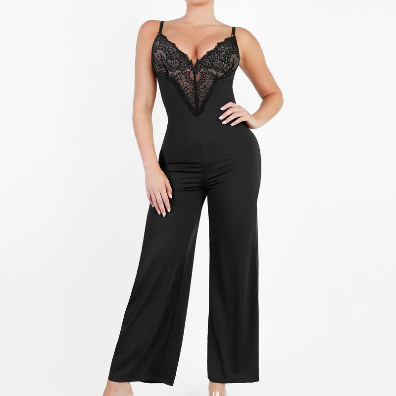 Popilush Built-In Shapewear Lace Dress or Lace Wide-Leg Jumpsuit